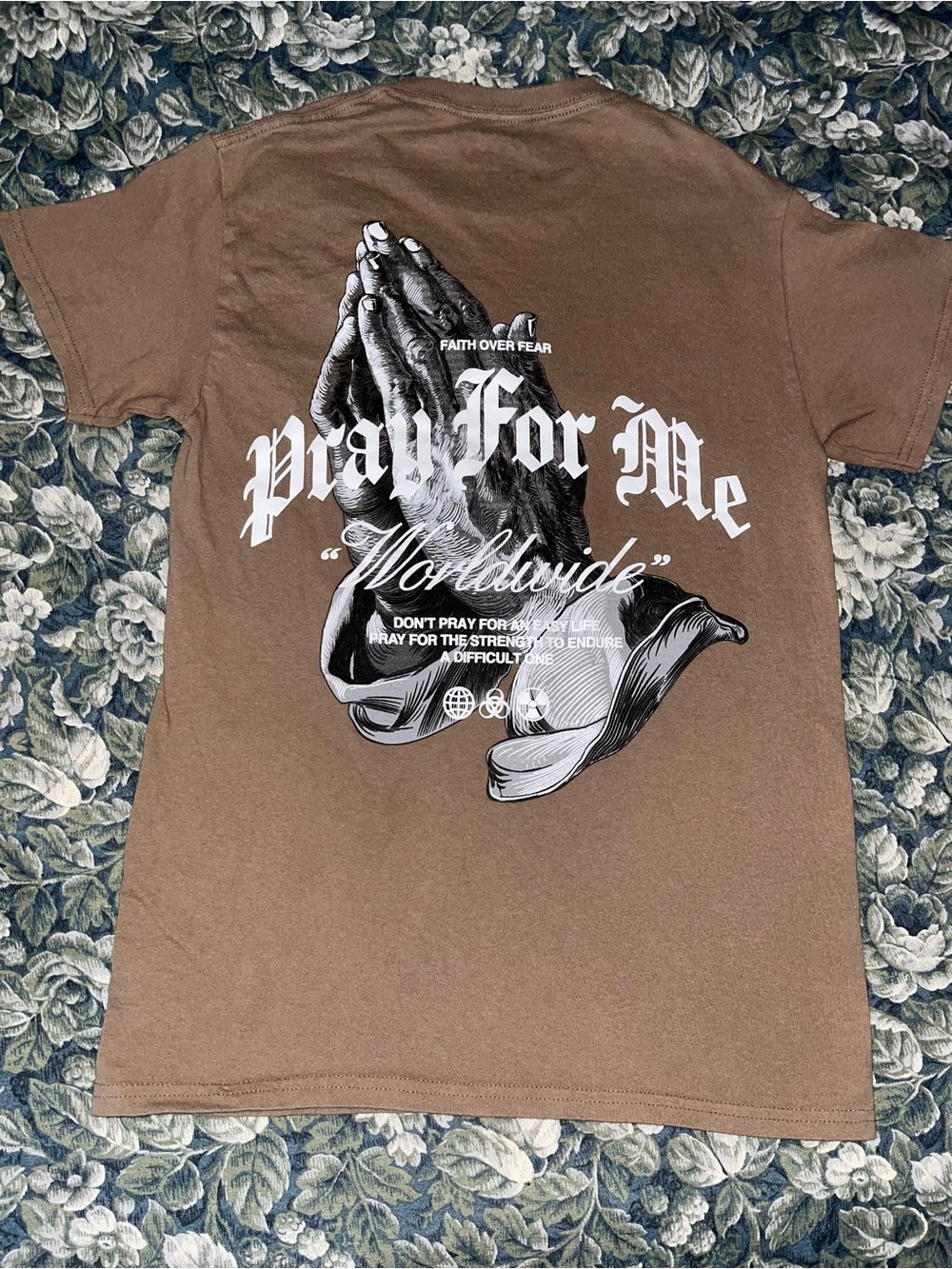 Pray For Me Worldwide Brown Graphic Tee - POISON